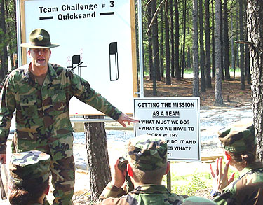 Staff Sgt. Derdoski gives soldiers a class on an upcoming obstacle.