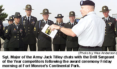 Sgt. Major of the Army Jack Tilley chats with Drill Sergeant of the Year competitors.